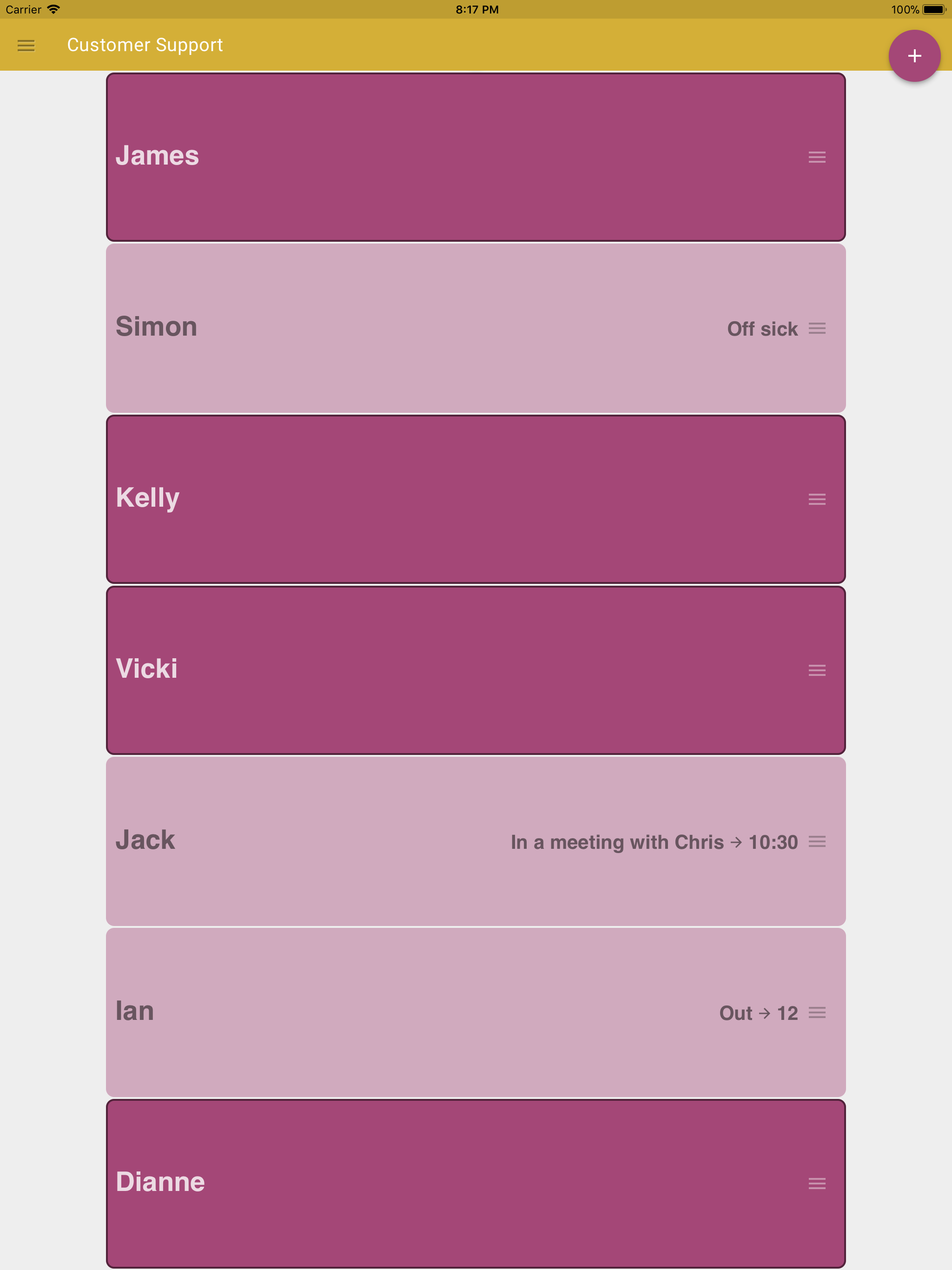 Virtual In/Out Board
