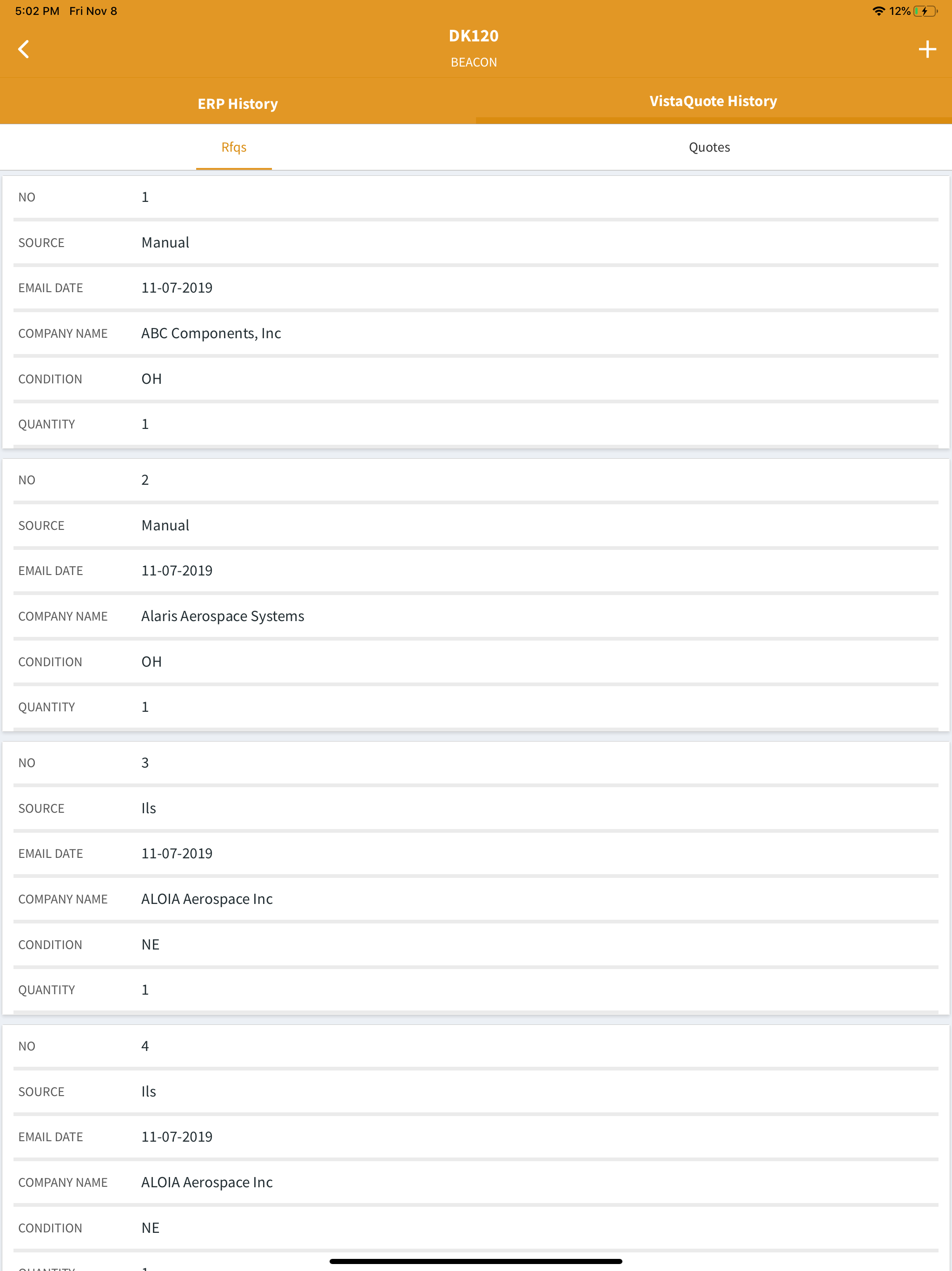 VistaQuote for Aircraft Parts screenshot 12