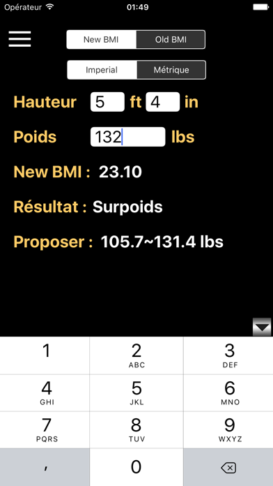 Screenshot #1 pour BMI Calculator New