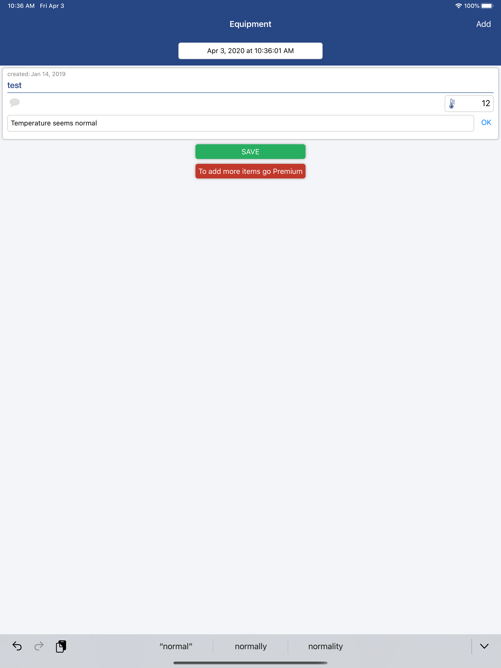 Temperature Log Book