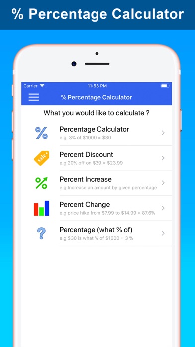 Screenshot #1 pour Calculateur de pourcentag Pro