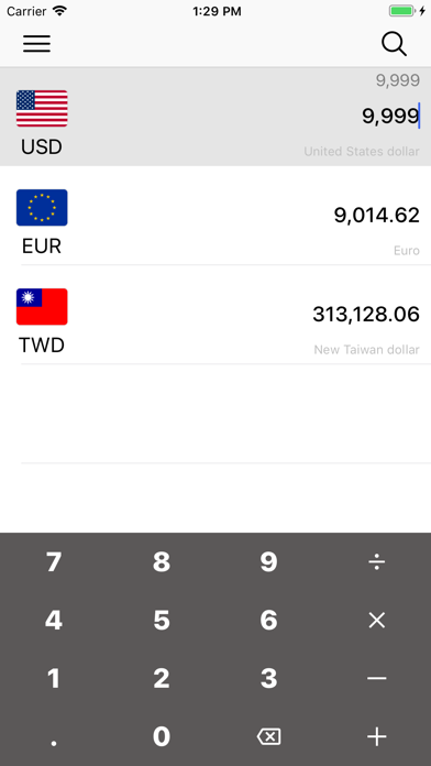 Currency Exchanger iPhone screenshot