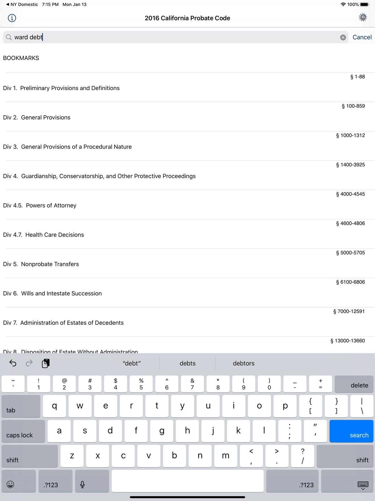 CA Probate Code 2026 ipad screenshot 1