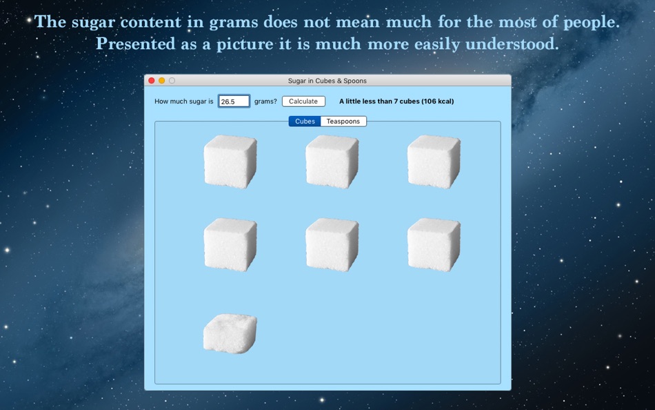 Sugar grams to Cubes & Spoons - 2.1 - (macOS)