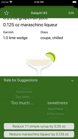 DoubleStrain cocktail designer screenshot 2