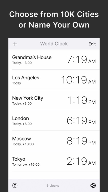 World Clock — Time Zone Widget
