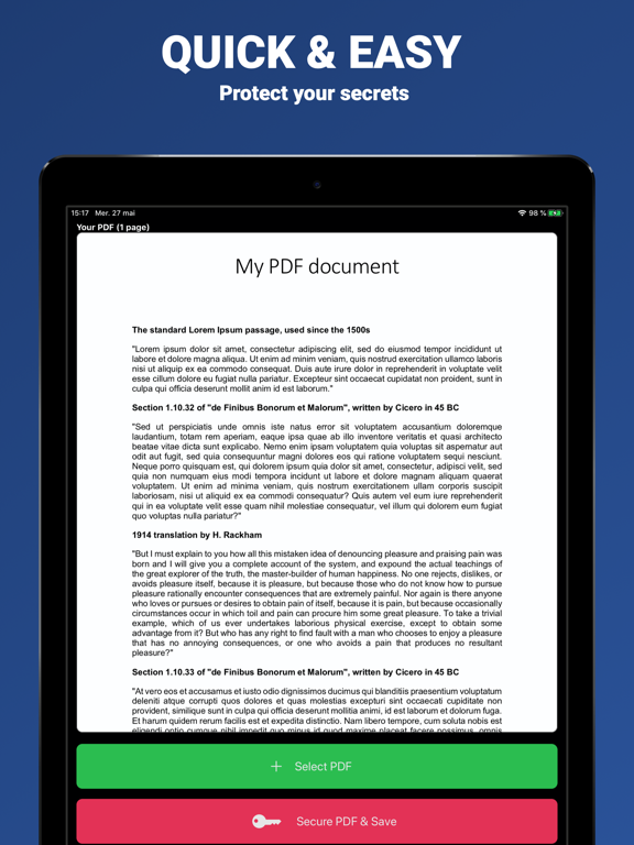 PDF Secure iPad screenshot 4 - Utilities app