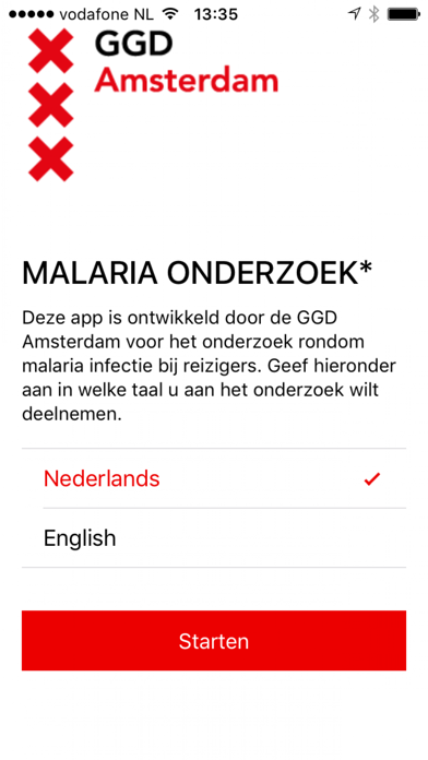 Malaria App Screenshot