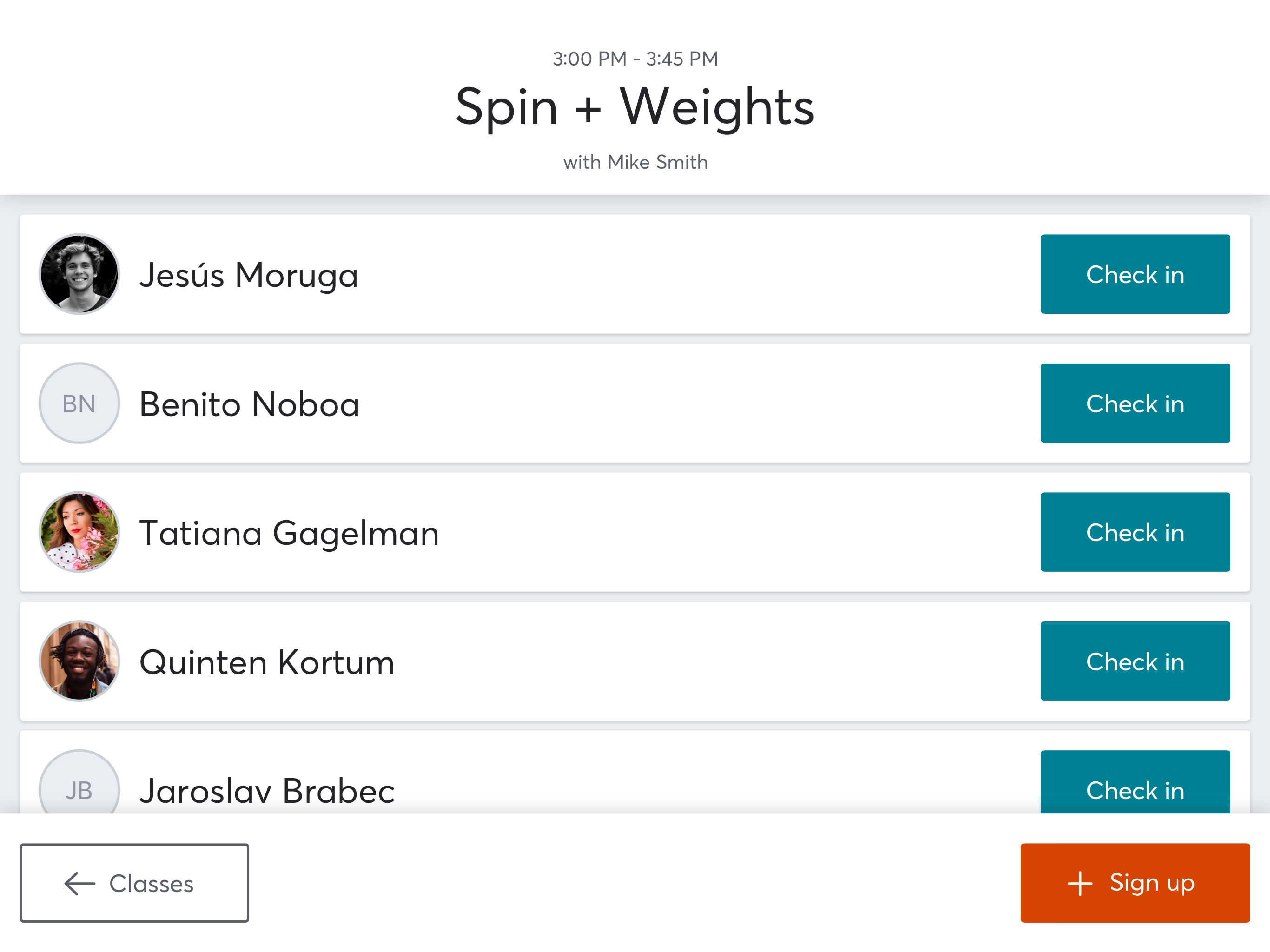 Mindbody Check-In