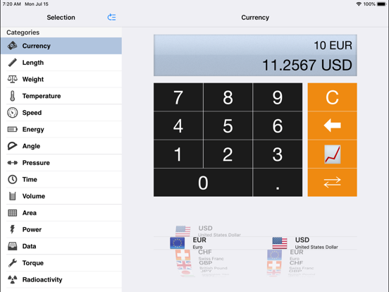 iConvert - Unit and Currency iPad screenshot 1 - Utilities app