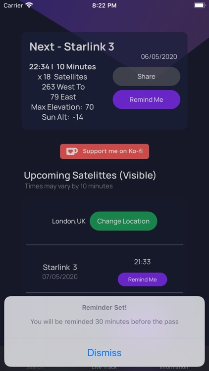 Track Starlink Satellites