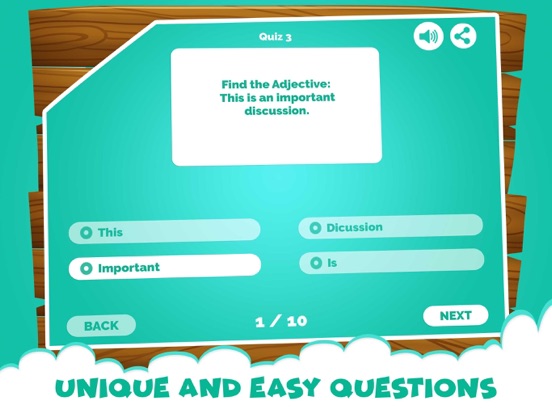 Learning Adjectives Quiz Games iPad screenshot
