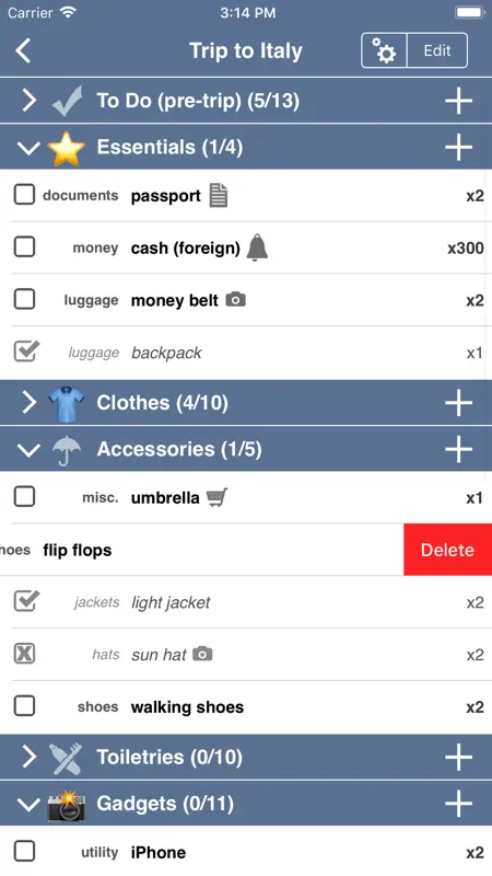 Packing (+TO DO!) screenshot 1 of 5