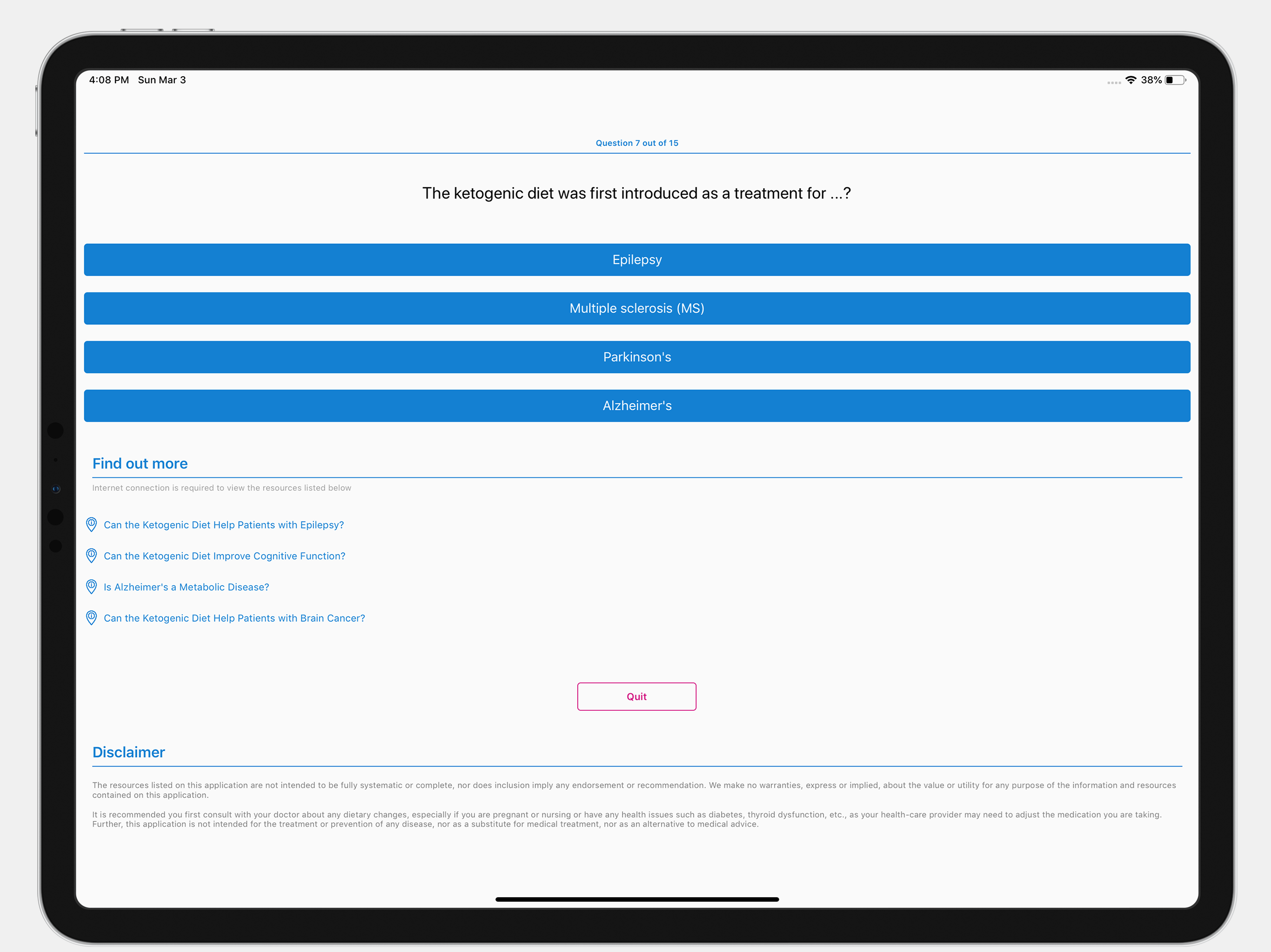 Keto Diet App Quiz