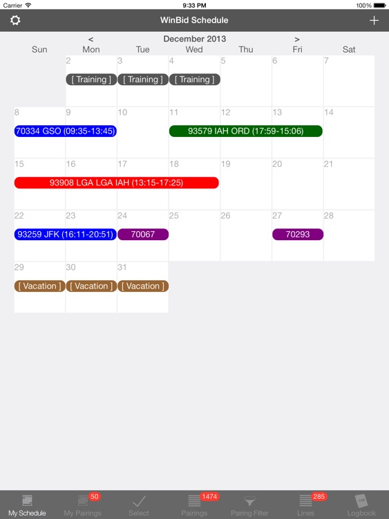 WinBid Schedule