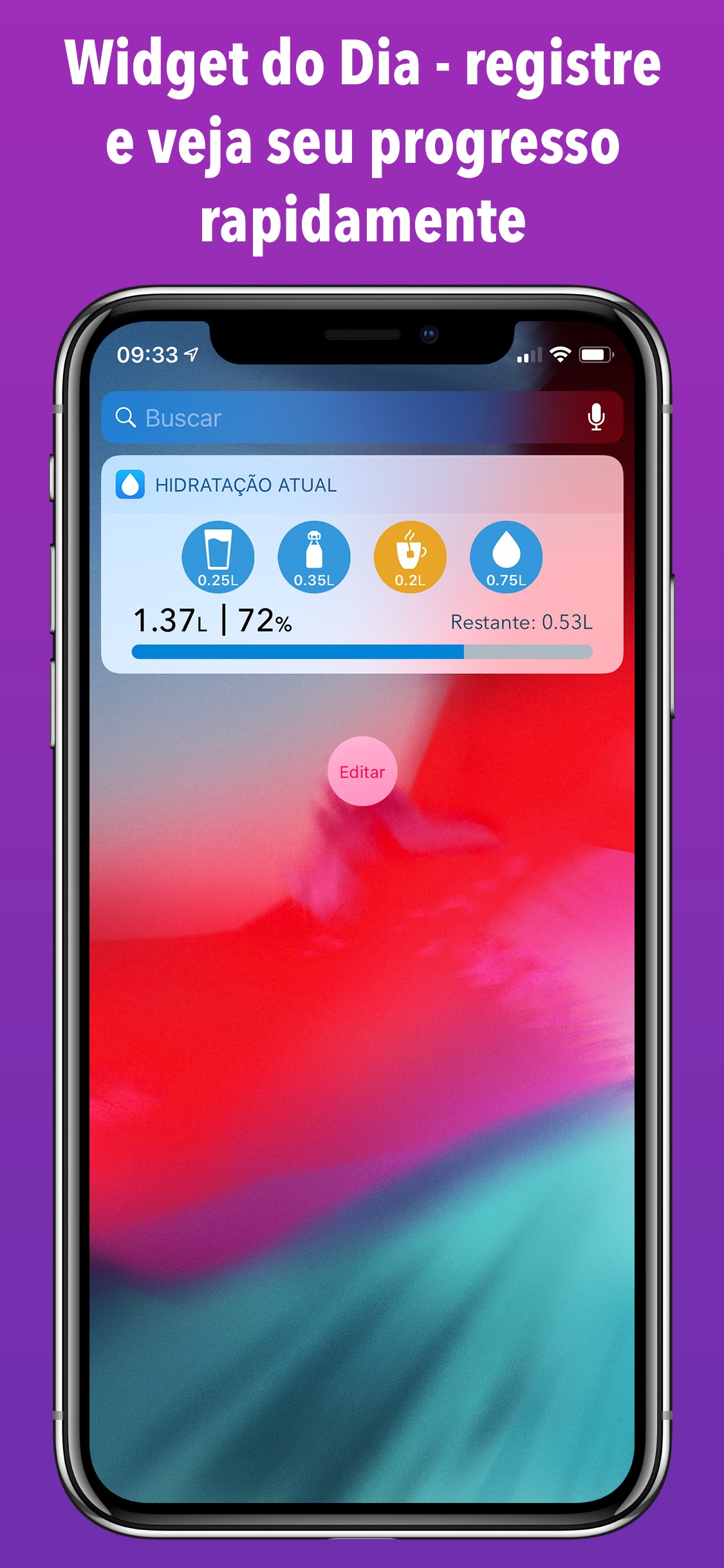 Screenshot do app WaterMinder