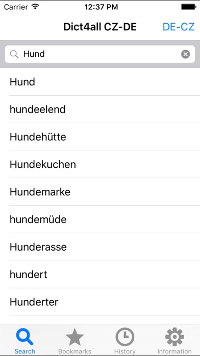 Czech-German dictionary Screenshot