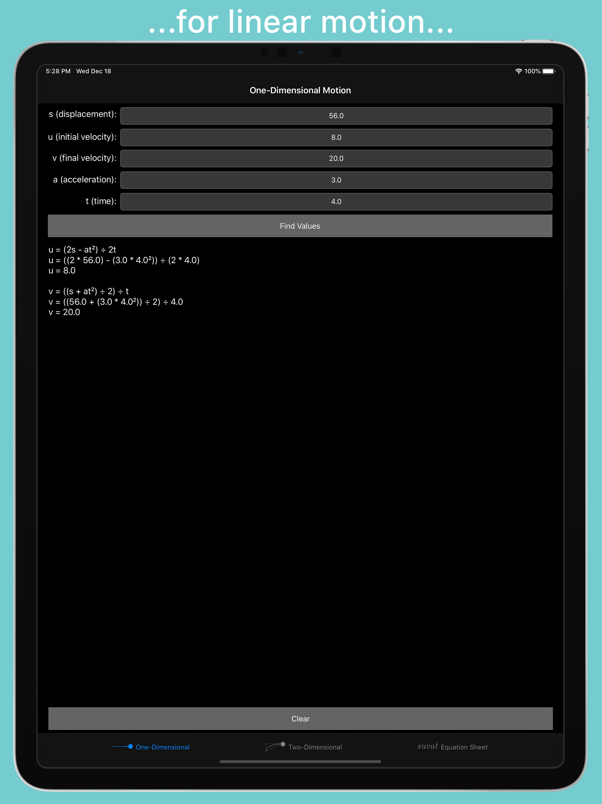 SUVAT Solver screenshot 7