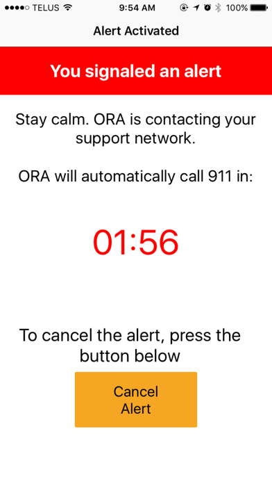 ORA Personal Alert Screenshot