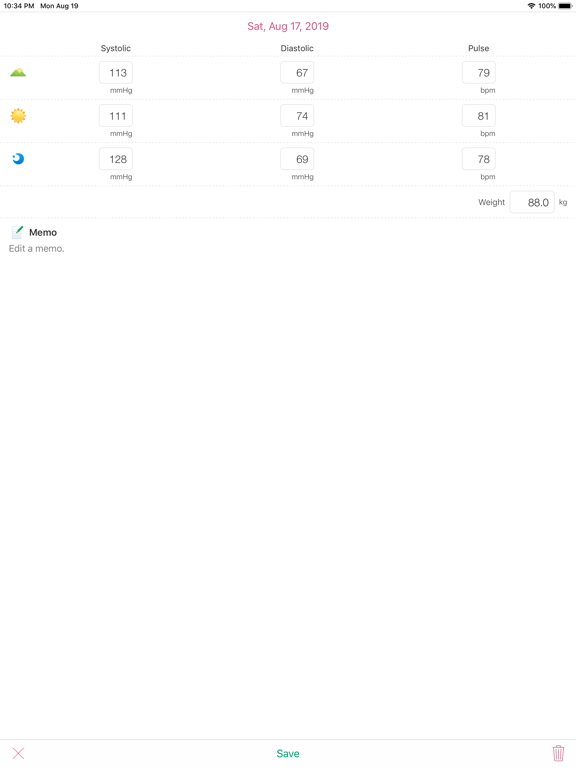 Simple Blood Pressure Recorder iPad screenshot 2 - Health & Fitness app