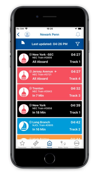 NJ TRANSIT Mobile App Screenshot