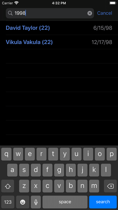 Today's Birthdays Screenshot