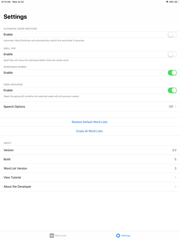 Word Wall Words iPad screenshot 6 - Education app