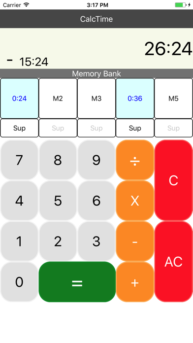 Calculator hours and minutes Screenshot