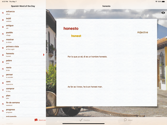 Screenshot #4 pour Spanish Word of the Day HD