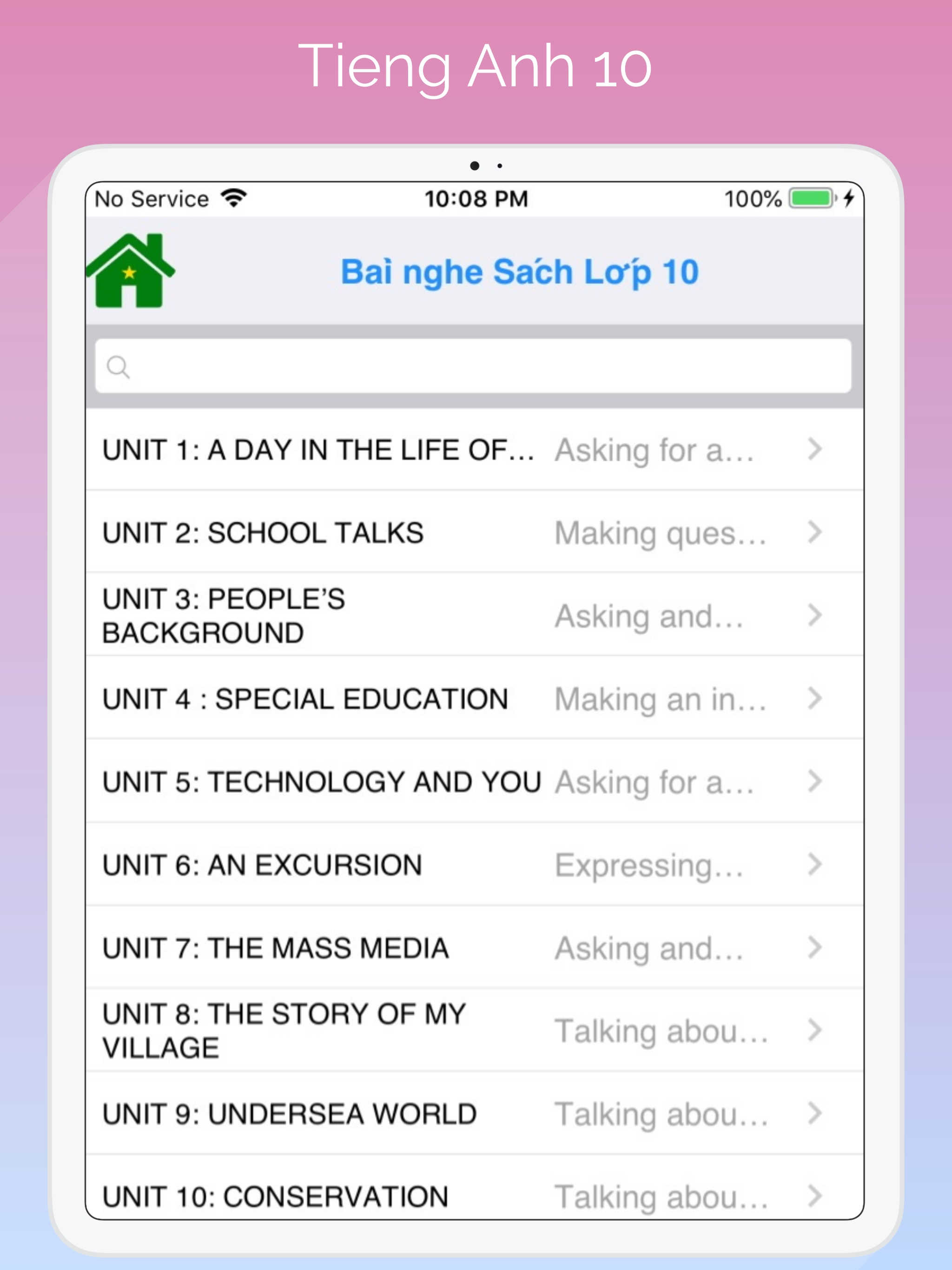 Tieng Anh Lop 10 - English 10 screenshot 5
