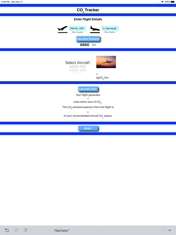 CO2 Tracker iPad screenshot 2 - Travel app