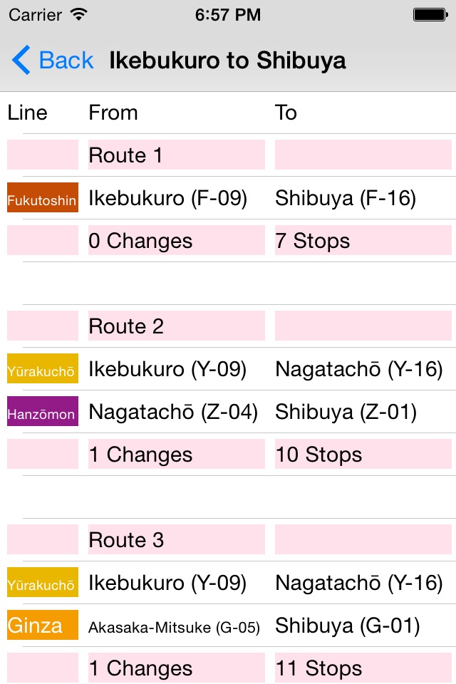 Tokyo Subway Route Planner screenshot 2