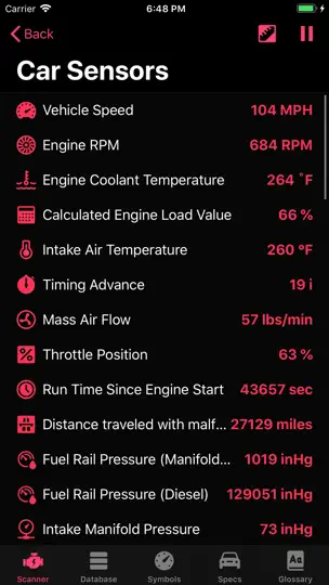 Capture d'écran de KIA OBD App sur iPhone 5