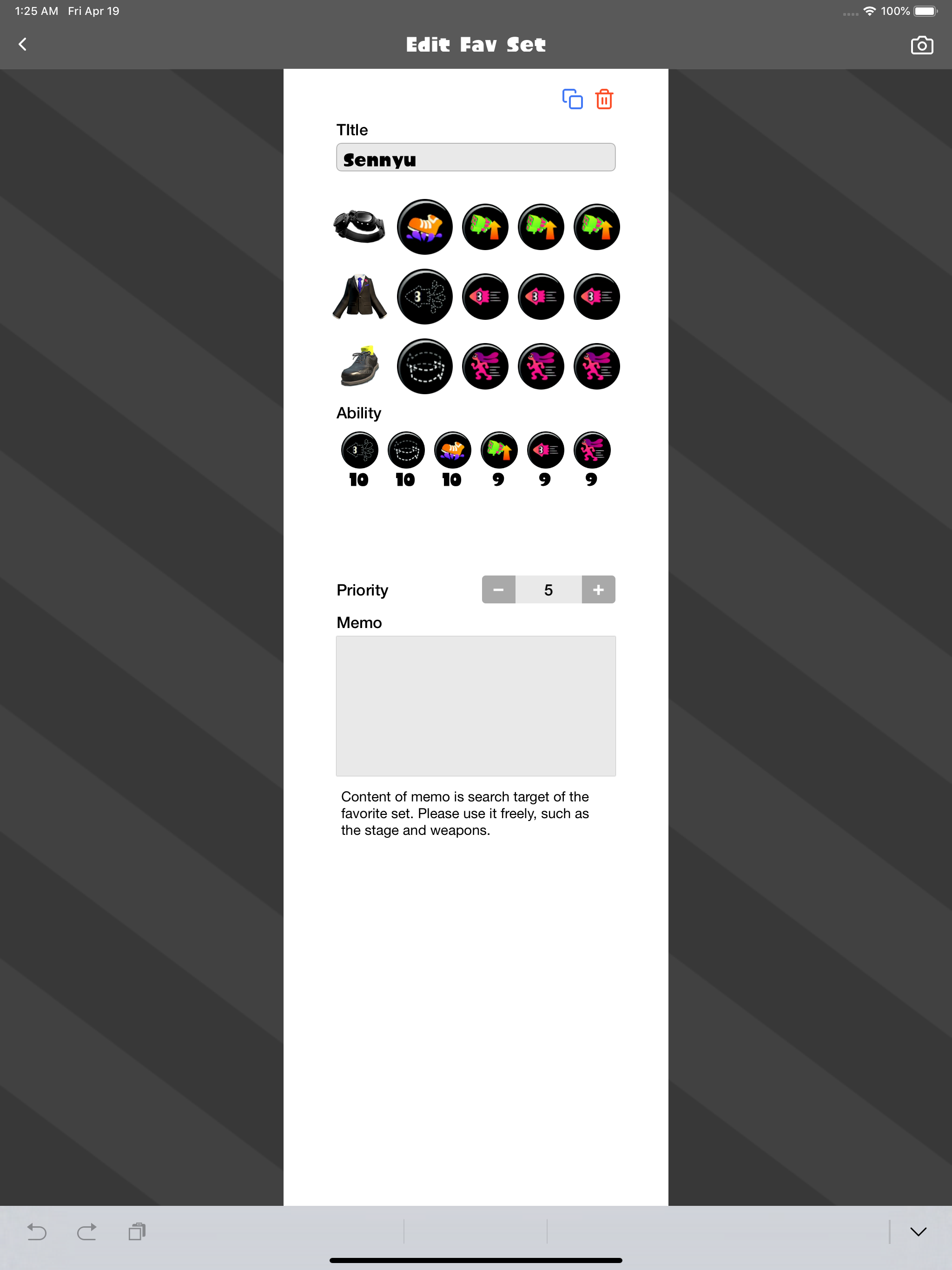 Gear DB for Splatoon 2