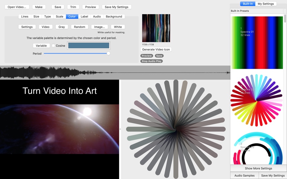 #1. Spectra - Video & Audio to Art (macOS) 由: Limit Point Software