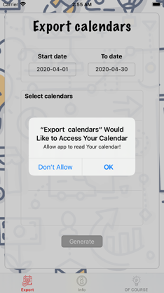 Export calendars screenshot 2