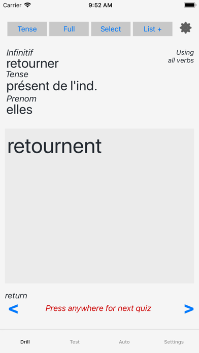 Verbes - French Verb Trainer Screenshot