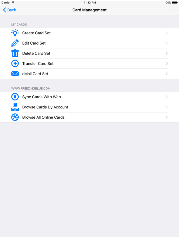 FreezingBlue Flashcards! iPad screenshot 4 - Education app