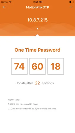 MotionProOTP screenshot 2