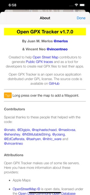 Open GPX Tracker in de App Store