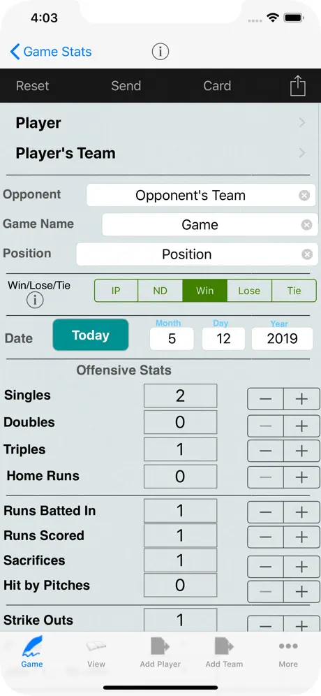 Baseball Player Stats Tracker