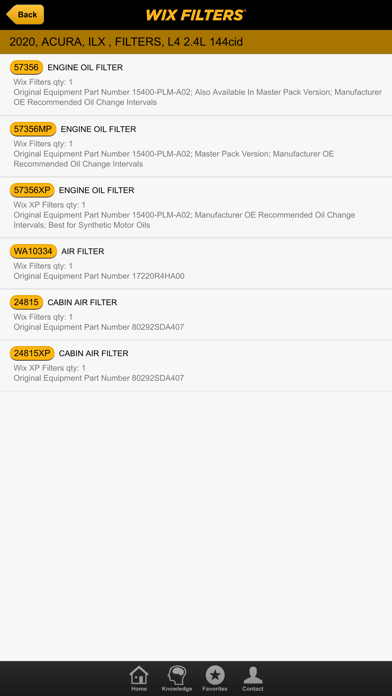 Wix Filters Mobile Catalog Screenshot