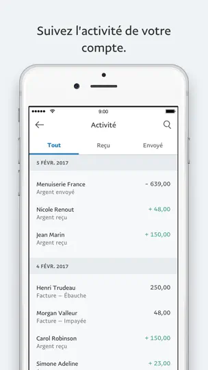 Capture d'écran de PayPal Business sur iPhone 3