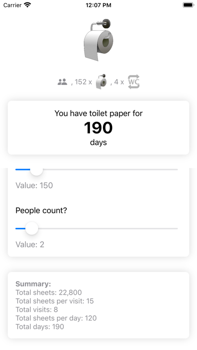 Screenshot #2 pour Toilet Paper Calculator+