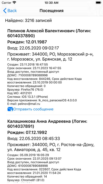 Управление ЛК Панацея