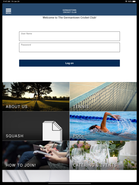 Germantown Cricket Club iPad screenshot 1 - Lifestyle app