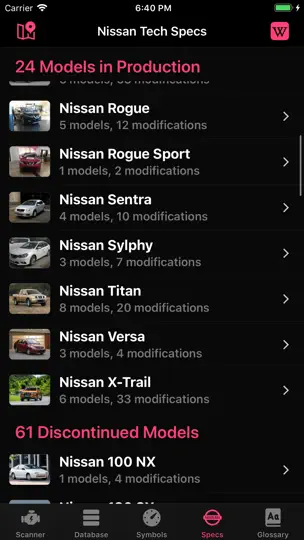 Captura de pantalla de OBD For Nissan en iPhone 8