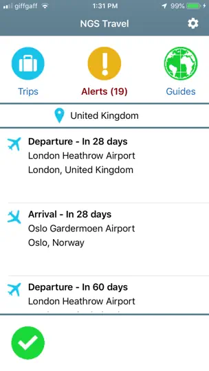 Captura de pantalla de NGS Travel en iPhone 2