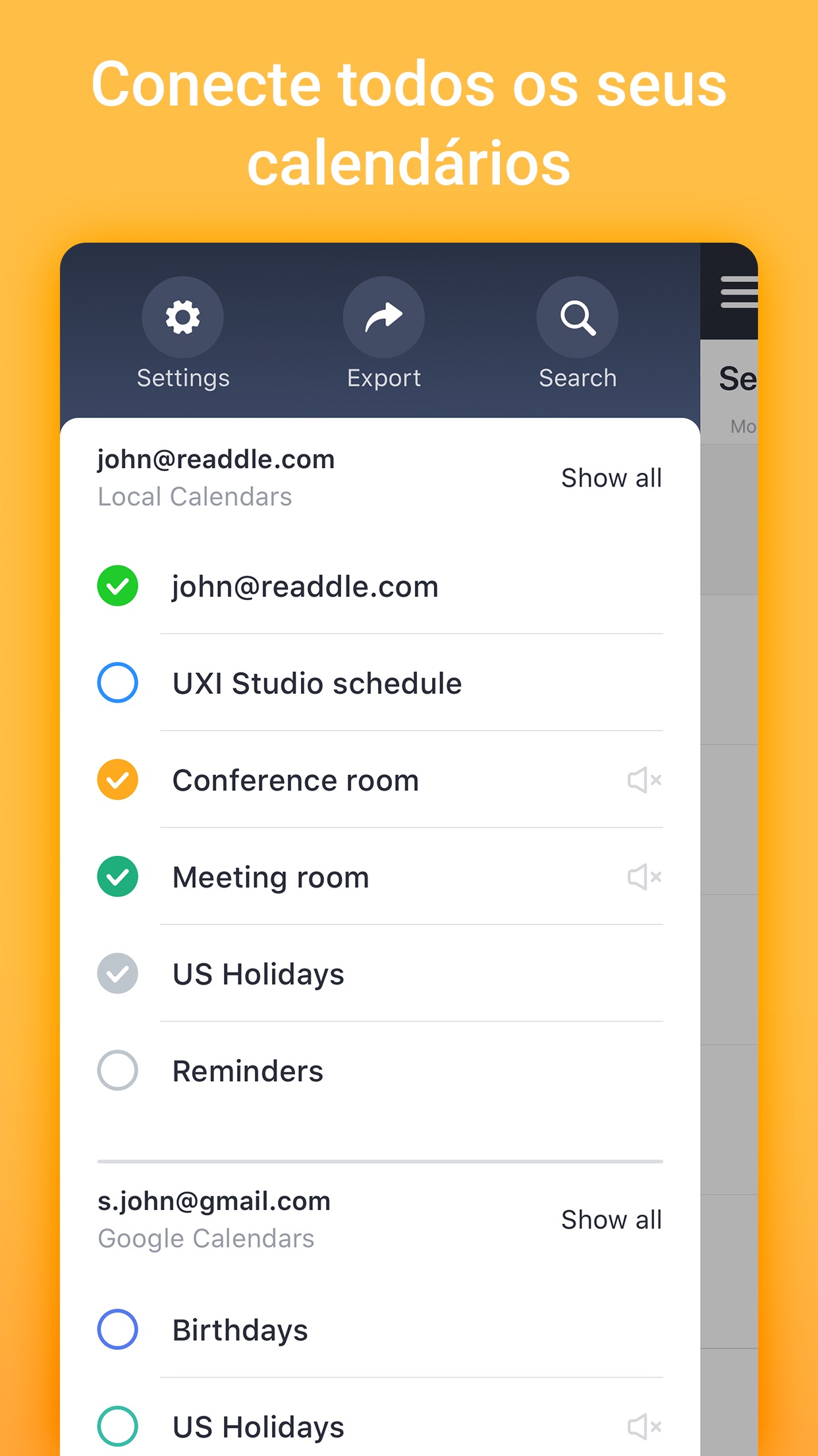 Screenshot do app Calendars 5 da Readdle