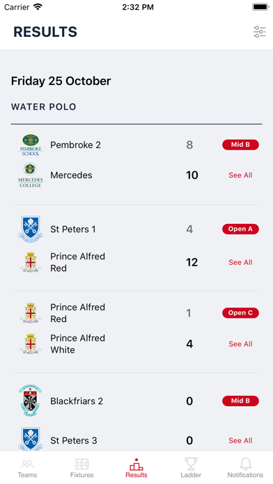 SAAS Sports Association Screenshot